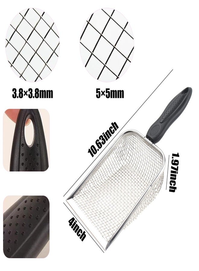 Delphinus Chicken Poop Scooper for Coop, 2 Pack Chicken Coop Shovel with 0.15inch & 0.2inch Mesh Metal Chicken Coop Rake and Scoop Tool,Sifting Shovel for All Litter Types Easy Clean Kitty Waste Litter - Image 2